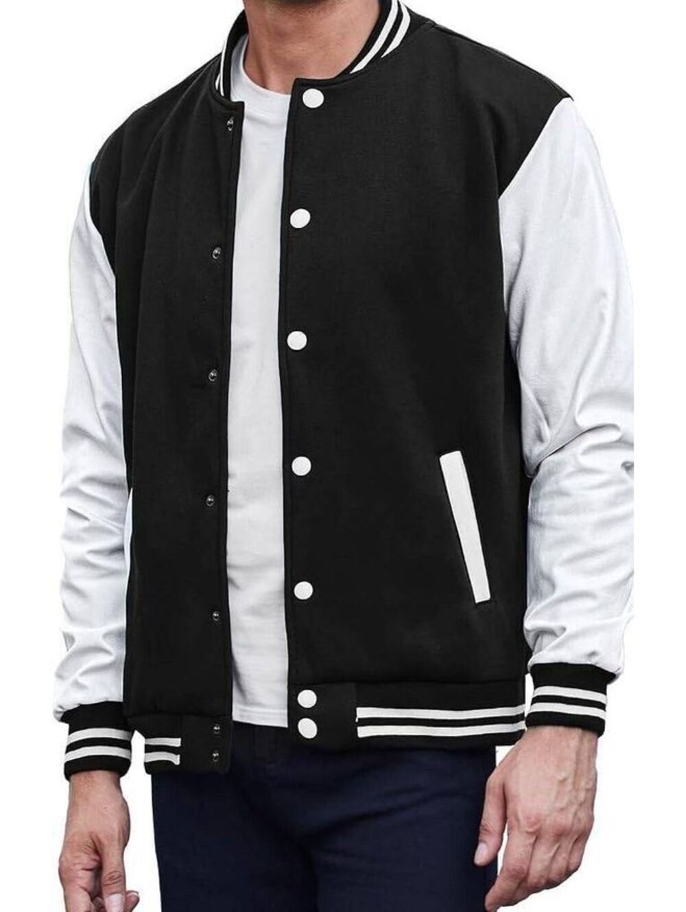 Coofandy Black and White Varsity Jacket Size XL